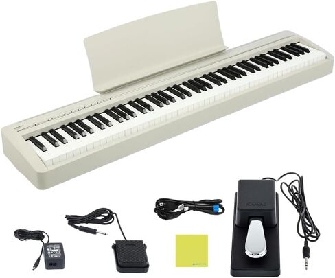 بيانو رقمي محمول Kawai ES120 مكون من 88 مفتاحًا، حزمة رمادية فاتحة مع دواسة مخمد Kawai F-10H وقطعة قماش سائلة لتلميع الصوت in Saudi Arabia