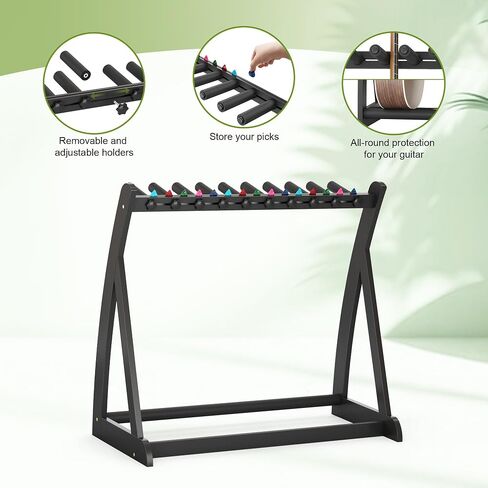Guitar Stand Rack, Multi-Guitar Display Rack Adjustable Bamboo Guitars Holder Electric Guitar Stands Floor Storage for Bass Acoustic, Home Studio, Band Stage(Natural) in Saudi Arabia