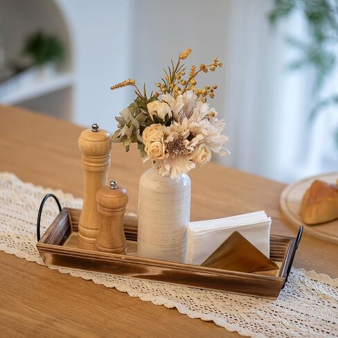 صينية شموع خشبية طويلة وضيقة: حوامل شموع خشبية ريفية من Hanobe قطع مركزية للطاولة مستطيلة لغرفة الطعام وحامل عمود المزرعة مع مقبض مستطيل وقاعدة إضاءة للشاي وديكور طاولة القهوة in Kuwait