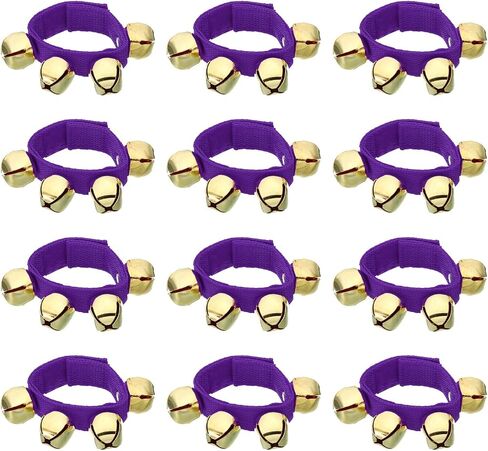 PATIKIL 12pcs Wrist Bells, Jingle Bells Ankle Bells Wrist Bells Bracelet Percussion Instruments Musical Rhythm Band with 4 Golden Bells for Party Christmas, Pink in Saudi Arabia
