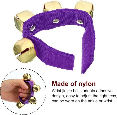 PATIKIL 12pcs Wrist Bells, Jingle Bells Ankle Bells Wrist Bells Bracelet Percussion Instruments Musical Rhythm Band with 4 Golden Bells for Party Christmas, Pink in Saudi Arabia
