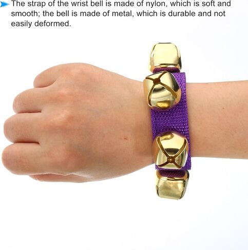 PATIKIL 12pcs Wrist Bells, Jingle Bells Ankle Bells Wrist Bells Bracelet Percussion Instruments Musical Rhythm Band with 4 Golden Bells for Party Christmas, Pink in Saudi Arabia