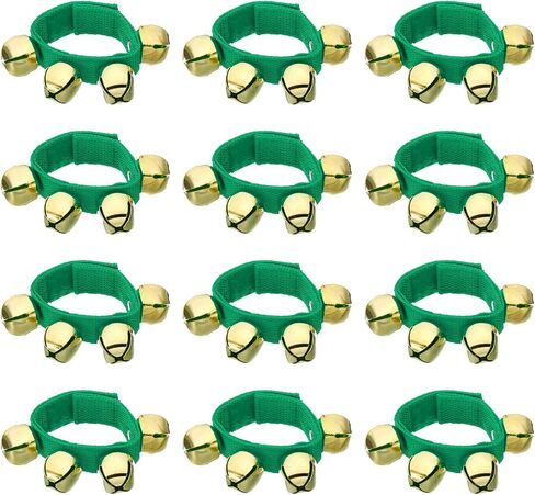PATIKIL 12pcs Wrist Bells, Jingle Bells Ankle Bells Wrist Bells Bracelet Percussion Instruments Musical Rhythm Band with 4 Golden Bells for Party Christmas, Pink in Saudi Arabia
