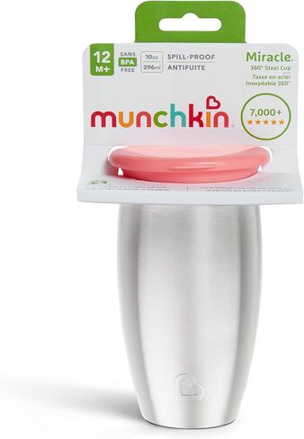 Munchkin® Miracle® 360 Toddler Sippy Cup, Spill Proof, 10 Ounce, Stainless Steel, Blue in Kuwait