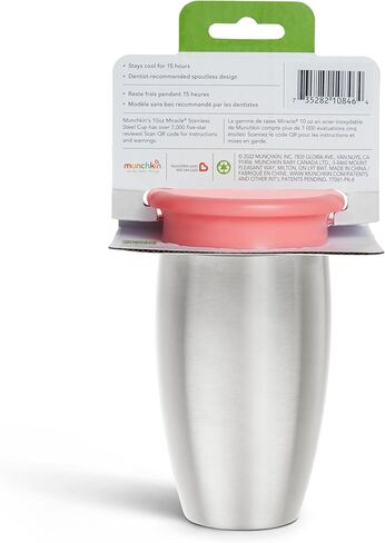Munchkin® Miracle® 360 Toddler Sippy Cup, Spill Proof, 10 Ounce, Stainless Steel, Blue in Kuwait