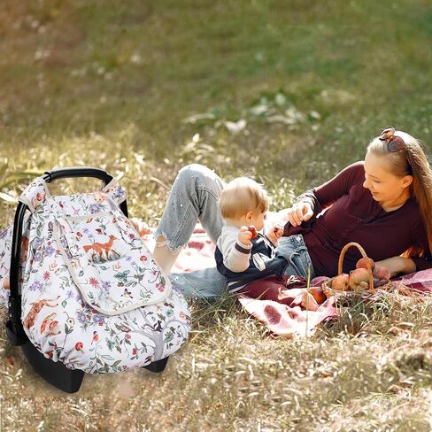 Car Seat Cover Baby Girl, Warm Winter Carseat Cover for Baby, Purple Floral Infant Car Seat Canopy with Peep Window, for Protecting Baby from Wind & Sun, Kick-Proof & Windproof in Saudi Arabia
