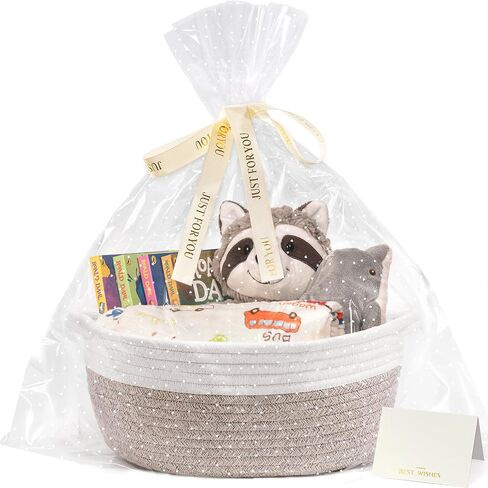 CHICVITA Rope Gift Baskets Empty with Bags & Ribbon, Boo Basket, Brown | 12"x 8"x 5" Small Woven Basket for Gift for Halloween Christmas Day, Cute Baskets for Snacks Toys with Durable Handles in Saudi Arabia