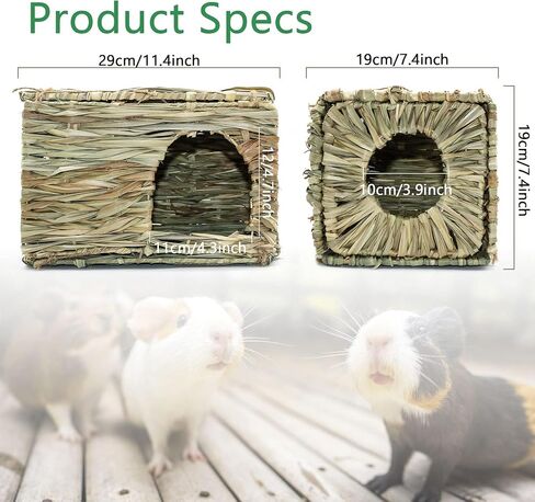 BWOGUE Large Grass House for Guinea Pigs,Hand Woven Straw Hut Foldable Small Animal Play Hideaway Bed with Double Openings Playhouse for Bunny Guinea Pig Chinchilla Ferret in Saudi Arabia