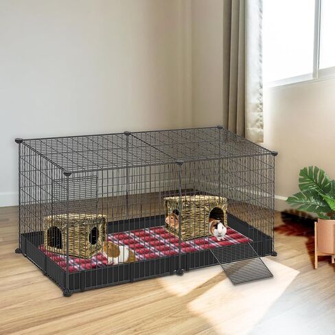 BWOGUE Large Grass House for Guinea Pigs,Hand Woven Straw Hut Foldable Small Animal Play Hideaway Bed with Double Openings Playhouse for Bunny Guinea Pig Chinchilla Ferret in Saudi Arabia