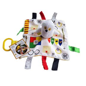 Baby Sensory, Security & Teething Closed Ribbon Tag Lovey Blanket with Minky Dot Fabric: 14"X18" (Dark Magic)