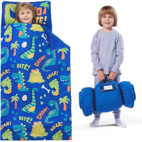 JOIEDOMI Toddler Nap Mat with Pillow & Blanket - 55''*30'' for Kids Ages 3-7 Years - Roll Up Nap Mat for Preschool - Soft Kids Sleeping Mat - for Boys Girls Kindergarten Daycare Sleepover