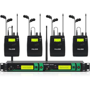 IEM UHF Wireless in Ear Monitor System 2 Channel 8 Bodypacks Monitoring with in Earphone, 2x40 UHF Frequencies, for Stage, Studio and Church, 330Ft Range (8 Bodypack)