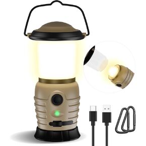 Mini Camping Lantern Rechargeable - Portable LED Camping Lantern Flashlight with Carabiner Hook, LED Camping Tent Lights for Power Outages, Hiking, 4 Modes, IPX5, 380 Lumen (6.3''*2.7'')