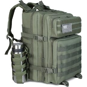 ROGJUK 45L Military Tactical Backpack For Men Highland Assault Large Army Pack 3 Day Molle Bug Out Bag With Water Cup Bag Outdoor Camping Hiking Daypack Green Rucksack