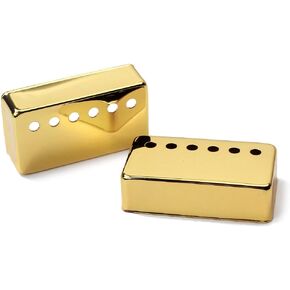 Alnicov Set Of 2 Humbucker Guitar Pickup Covers Brass Pickup Covers 50MM/52MM Pole Spacing Fits For Gibson Les Paul Guitar,Gold