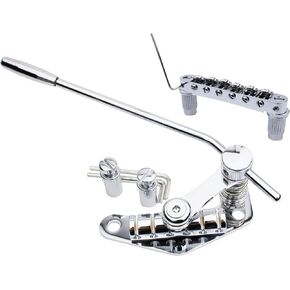 Guyker Guitar Bridge Stop Bar Tailpiece Tremolo TM85 and GM005 Tune-O-Matic Roller Saddle Bridge Replacement Part Compatible with Les Paul LP SG 6 String Electric Guitars, Black