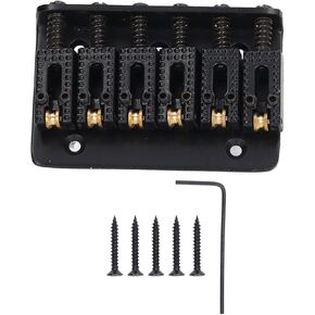 6 Strings Electric Guitar Bridge,65mm Metal Guitar Hardtail Fixed Bridge,String Spacing Hardtail Fixed Bridge Saddle Replacement(Black)