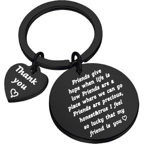 FUSTMW Friends Thank You Gift Friends Keychain I Feel So Lucky that My Friend is You Friendship Jewelry Going Away Gifts