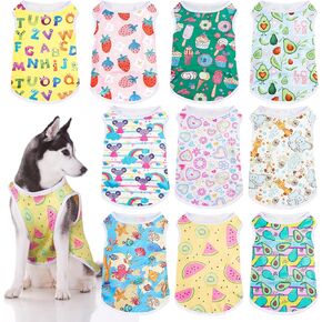 10 Pieces Lovely Puppy Shirts Print Dog Clothes Breathable Pet Cartoon Dog T Shirt Clothes Sweatshirt for Small Dogs Puppy Cats (Medium)