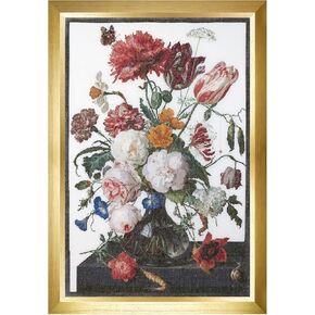 Thea Gouverneur - Counted Cross Stitch Kit - Still Life with Flowers in a Glass Vase - Aida - 18 Count - for Adults - 785A