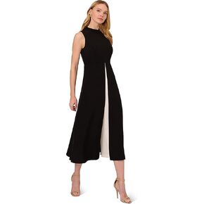 Adrianna Papell Women's Colorblocked Crop Jumpsuit, Black/Ivory, 10