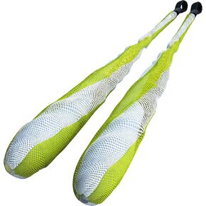 Training Sock Poi Set for Beginners and Professionals, Non Stretch Super Soft Net 5 Colors Available, LED Juggling Ball Props (Black - Orange)