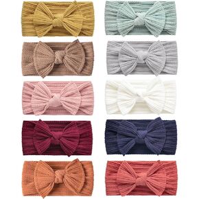 Niceye Baby Bows and Headbands,Stretchy Hair Bows for Newborn Infant Baby Girls and Boys Handmade Soft Baby Hair Accessories - 8 Packs