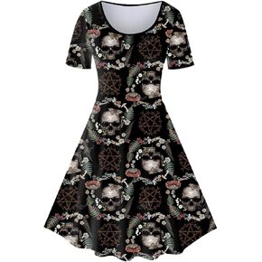 Women's Plus Size Gothic Style Vintage Graphic Dress