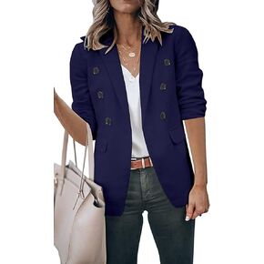 سترة حريمي كاجوال من Beyove بفتحة أمامية مزدوجة الصدر سترة طويلة الأكمام قابلة للتمدد سترات العمل in Kuwait