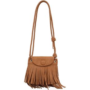 Tekzitfuir المرأة هامش الهبي حقيبة كروسبودي فو الجلد المدبوغ حقيبة كتف هوبو شرابة حقيبة ساعي بوهو محفظة in Kuwait