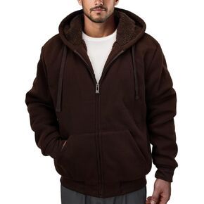 Zerenfy Hoodies for Men Heavyweight Sherpa Fleece Lined Sweatshirt Full Zip Up Thick Winter Coats Hooded Warm Jacket