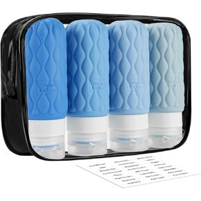 ITDAWEI 4 Pack Travel Bottles for Toiletries, Tsa Approved 3.4oz Portable Silicone Travel Bottles, Leak Proof Squeezable Travel Size Containers, Travel Accessories with Clear Zipper Toiletry Bag