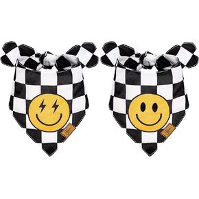 2Pcs Halloween Dog Bandana Black White Ghost Spider Pumpkin Lantern Print Fabric Pet Scarf Medium Sizes Adjustable Pet Neckerchief for Halloween Costume Accessories in Kuwait