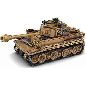 WW2 American M4 Sherman Tank Building Block Toy Set (656 Blocks) World War 2 Army Tank Models Toys Military Building Kit, Great Gifts for Boys Kids Age 6-14