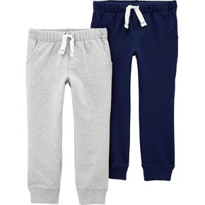Carter's Boys 2 Pack French Terry Active Joggers/Pants (Light and Dark Gray, 10)