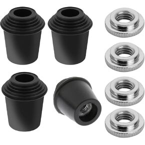 4Pcs Bass Drum Threaded Rubber Feet 33x37mm Floor Tom Leg Tips Rubber Feet with Lock Nut Fits for Most Bass Drum Spurs Legs
