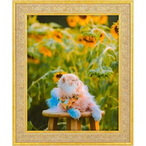 Frametory, Set of 2, 11x14 Ornate Photo Frame with White Color Mat for 8x10 Picture & Real Glass, Distressed Gold Color