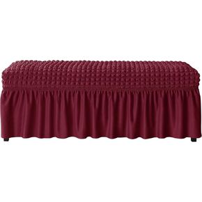 imonofit 3D Spandex Seersucker Bench Cover for Dining Room, Soft Stretch Upholstered Bench Seat Slipcover for Kitchen and Bedroom, Washable Removable Dining Bench Protector,Beige in Saudi Arabia