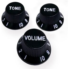 Hardware Strat®-Style Lefty Knob Kit (3) - White w/Gold Font