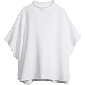OPCAKM Women's Oversized Funnel Neck Tops 3/4 Batwing Sleeve Capelet Casual Workout Pullover Sweatshirts(Grey-M01)