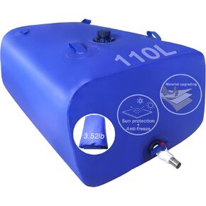 Portable Water Tank, 30gal/110L Collapsible Water Storage Bladder with 3/4" PVC Spigot Suitble Emergency Water Storage etc., Blue, Tintsabo