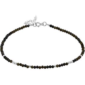 Silvershake 2MM Petite Gemstone Bead 925 Sterling Silver Minimalist 9.5 to 10.5 Inch Adjustable Anklet Jewelry for Women or Teens in Kuwait