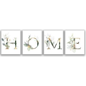 Love Botanical Simple Life Green Leaf Painting Bathroom Wall Decor Art Print Set of 4(8"X10"), Boho Leaf Eucalyptus Wall Décor, Watercolor Modern Bohemia Botanical Floral Leaves Kitchen Plant