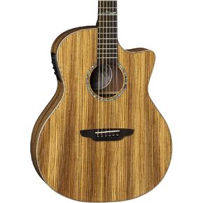Luna High Tide Grand Concert Cutaway Acoustic/Electric Guitar, Zebrawood