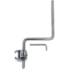 Bass Drum Hoop Cowbell Mount Bracket, Z Shape Percussion Mount Rod with Tom Hoop Clamp, 3/8" Drum Rod Cowbell Mounting Bracket for Jam Block Tambourine Splash Cymbal Mount