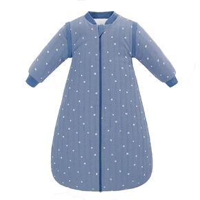 Baby Sleep Sack, TOG 2.5 Winter Wearable Blanket, Removable Long Sleeves Baby Sleeping Bag for Infants and Toddlers, Super Soft Warm Comfortable Sleeping Sack, Blue White Stripes, 0-6M
