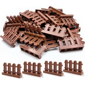 Building Block Toy Accessories 1 x 4 x 2 White Picket Fence, Bulk - 50 Pieces per Package (White)