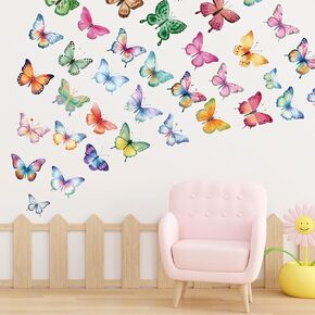 60 Pcs Flower Peel and Stick Wall Decals Watercolor Vinyl Peony Floral and Leaves Wall Stickers Pastel Flower Decor for Girls Bedroom Nursery Classroom Living Room