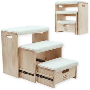 Paw-et - Nesting Wooden Pet Stairs/Pet Steps - 3 Steps Dog Stairs/Dog Steps for Bed Couch and Car - Modern Minimalistic and Space Saving Design - No Assembly Needed - Up to 170 pounds in Saudi Arabia