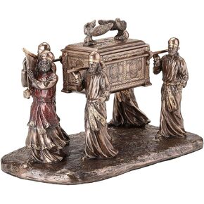 Veronese Design 5 1/2 Inch Ark of The Covenant with Commandments Aaron's Rod and Manna Resin Sculpture Bronze Finish Trinket Box